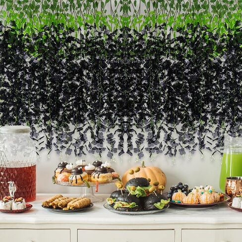 12Pcs Artificial Wisteria Hanging Flowers, 3.6Ft/Pcs White & Pink Fake Wisteria Garland for Wedding Party Home Garden Indoor Outdoor Decoration in Saudi Arabia