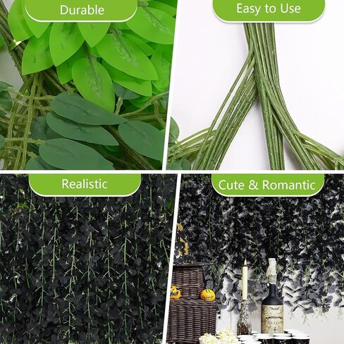 12Pcs Artificial Wisteria Hanging Flowers, 3.6Ft/Pcs White & Pink Fake Wisteria Garland for Wedding Party Home Garden Indoor Outdoor Decoration in Saudi Arabia