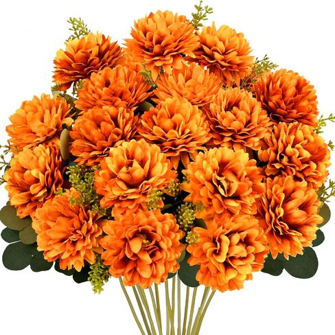 WAIPFARU 4 PCS 36 رؤساء أمهات مزيفة ، زهور الخريف الاصطناعية للديكور ، الأمهات الصناعيات المصطنعة للمزارعين الداخليين في الهواء الطلق Fall Deco in Saudi Arabia