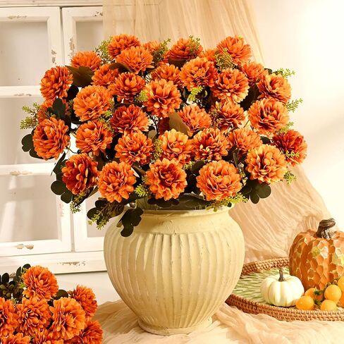 WAIPFARU 4 PCS 36 رؤساء أمهات مزيفة ، زهور الخريف الاصطناعية للديكور ، الأمهات الصناعيات المصطنعة للمزارعين الداخليين في الهواء الطلق Fall Deco in Saudi Arabia