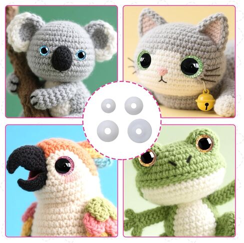 MUCUNNIA 200 قطعة غسالات للعيون الغاطسة لأميجورومي 14-23 مم غسالات بلاستيكية 4 مقاسات عيون حرفية خلفية غاطسة مصممة لعيون السلامة ثلاثية الأبعاد لمحبي الكروشيه الحيوانات المحشوة تيدي بير in Kuwait