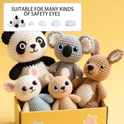 MUCUNNIA 200 قطعة غسالات للعيون الغاطسة لأميجورومي 14-23 مم غسالات بلاستيكية 4 مقاسات عيون حرفية خلفية غاطسة مصممة لعيون السلامة ثلاثية الأبعاد لمحبي الكروشيه الحيوانات المحشوة تيدي بير in Kuwait