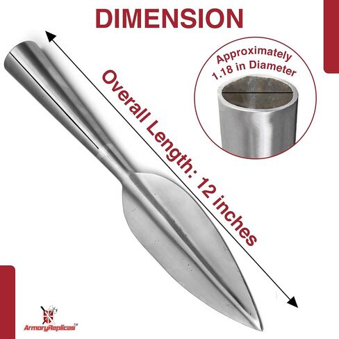 Armory Replicas - Medieval Forged Leaf Shaped Spear Point Mount - Tempered High Carbon Steel Functional Aella Spear Head - Shaft Not Included 11.75/ in Saudi Arabia