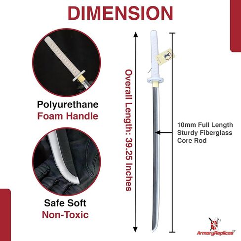 Armory Replicas™ Sode-Inspired Foam Katana | 39.25" Polyurethane Cosplay Sword with 10mm Core & Detachable Guard in Saudi Arabia