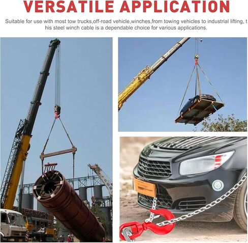 كابل رافعة الصلب ، حبل سلكي 3/8 بوصة 75 بوصة مع خطاف دوار ، 17637 رطلا قوة كسر ، 6 × 19 in Kuwait