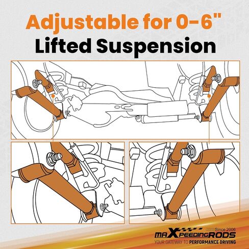 MaxPeedingRods 0-6 "أذرع التحكم الأمامية ل Dodge RAM 1500 2500 3500 1994-2009 مع 4-6 بوصة ، مجموعة ذراع التحكم القابلة للتعديل in Saudi Arabia