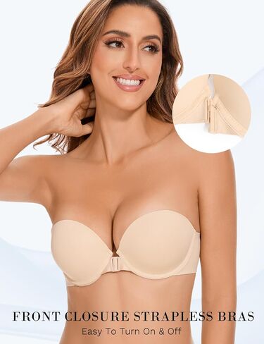 Front Closure Padded Push Up Bra Racerback Add 2 Cups Comfortable Balconette Bras for Women Underwire in Kuwait