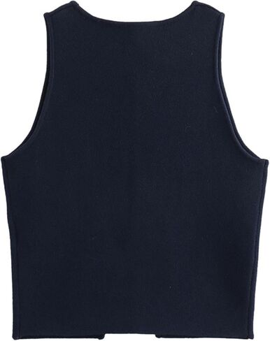 FindThy Women’s Cropped Knit Vest Trendy Crewneck Sleeveless Button Down Slim Fit Solid Color Summer Gilet Tank Tops in Saudi Arabia