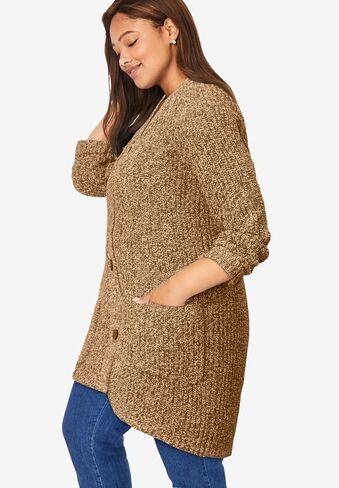 Woman Within Plus Size Button-Front Shaker Cardigan Sweater in Saudi Arabia