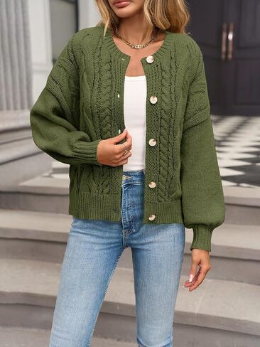 Yousify Womens Open Front Cardigan Sweaters Casual Cable Knit Long Sleeve Button Down Chunky Loose Fall Sweater in Saudi Arabia