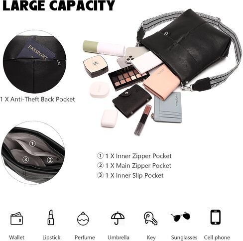 Myhozee Crossbody محافظ للنساء ، عبور أكياس الجسم مع 2 الأشرطة الجلدية الكتف حقيبة عصرية in Kuwait