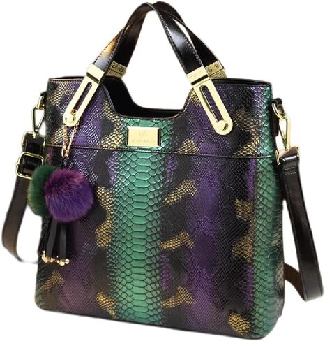 Large Serpentine Leather Women's Top Handle Satchel Handbags Fashion Chain Bag Tassel Purses Shoulder Messenger Bags in Kuwait