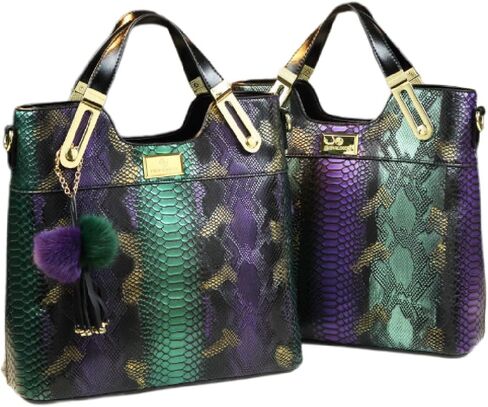 Large Serpentine Leather Women's Top Handle Satchel Handbags Fashion Chain Bag Tassel Purses Shoulder Messenger Bags in Kuwait