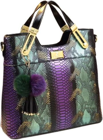 Large Serpentine Leather Women's Top Handle Satchel Handbags Fashion Chain Bag Tassel Purses Shoulder Messenger Bags in Saudi Arabia