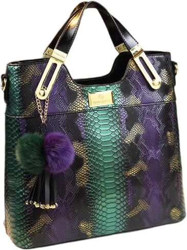 Large Serpentine Leather Women's Top Handle Satchel Handbags Fashion Chain Bag Tassel Purses Shoulder Messenger Bags in Kuwait