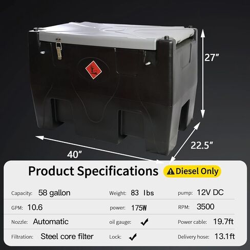 58 جالون PE نقل حاوية الديزل المحمولة فقط خزان تخزين الوقود مع مضخة 12 فولت مضخة 20ft كابل الطاقة 13ft خرطوم الوقود 10 GPM فوهة السيارات لأسرة الشاحنة في الموقع معدات التزويد in Kuwait