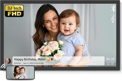 Nexfoto 21.5 بوصة إطار الصورة الرقمية 64 جيجابايت ، إطار صور رقمي كبير 1920 × 1080 IPS FHD مع مستشعر الضوء ، الدوران التلقائي ، التحكم عن بُعد ، يسهل مشاركته عبر التطبيق والبريد الإلكتروني in Kuwait