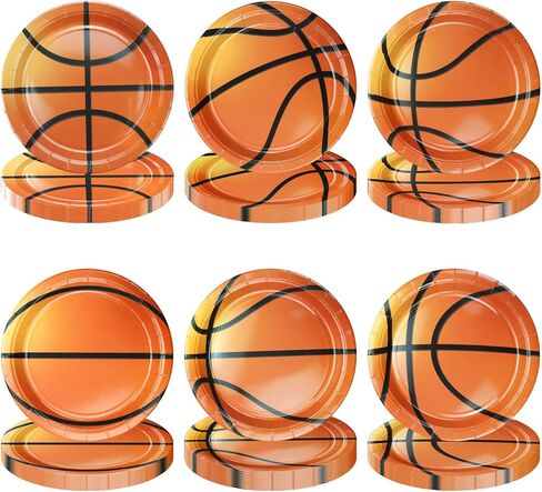 40Pcs Basketball Plates - Including 9" Basketball Birthday Party Decorations Plates Disposable Dinner Plates for Kids Basketball Fan Sports Event Basketball Party Supplies in Kuwait