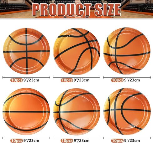 40Pcs Basketball Plates - Including 9" Basketball Birthday Party Decorations Plates Disposable Dinner Plates for Kids Basketball Fan Sports Event Basketball Party Supplies in Kuwait