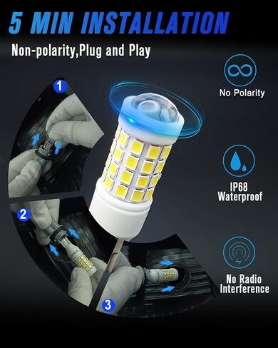 2025 New Upgrade 912 921 LED Reverse Lights Bulb,906 922 W16W LED Bulb Replacement for Back Up Lights，T15 Backup Cargo Lights For Car Trunks 6000K Xenon White (2pcs) in Kuwait