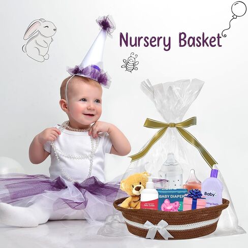 سلة للهدايا فارغة - 14 "عيد الهالوين الصغير ، سلال هدايا عيد الحب فارغة لملء الرجال للنساء ، سلة دش الطفل ، سلة القطن بوهو لرف الحمام ، البيج in Kuwait