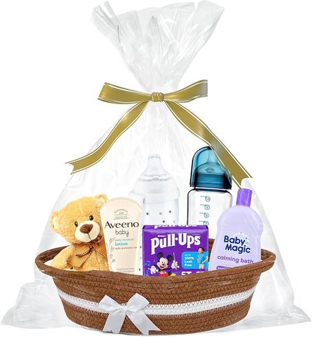 سلة للهدايا فارغة - 14 "عيد الهالوين الصغير ، سلال هدايا عيد الحب فارغة لملء الرجال للنساء ، سلة دش الطفل ، سلة القطن بوهو لرف الحمام ، البيج in Kuwait