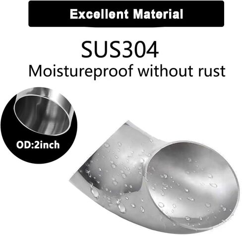 4Pcs OD 2 Inch 90 Degree SS304 Stainless Steel Bend Tube Exhaust Elbow Pipe for automotive exhaust modification or stair handrail, silver polish，Exhaust System 2" Piping. in Saudi Arabia