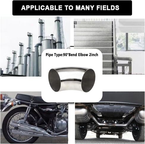 4Pcs OD 2 Inch 90 Degree SS304 Stainless Steel Bend Tube Exhaust Elbow Pipe for automotive exhaust modification or stair handrail, silver polish，Exhaust System 2" Piping. in Saudi Arabia