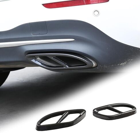 Car Exterior Exhaust Pipe Cover Compatible With Mercedes-Benz A B C E CLA CLS GLC GLE GLS Class W205 W213 X253 C257, Stainless Steel Tailpipe Exhaust Pipes Frame Trim (Glossy Black, Upgraded) in Saudi Arabia