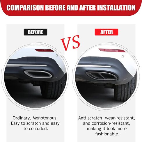 Car Exterior Exhaust Pipe Cover Compatible With Mercedes-Benz A B C E CLA CLS GLC GLE GLS Class W205 W213 X253 C257, Stainless Steel Tailpipe Exhaust Pipes Frame Trim (Glossy Black, Upgraded) in Saudi Arabia
