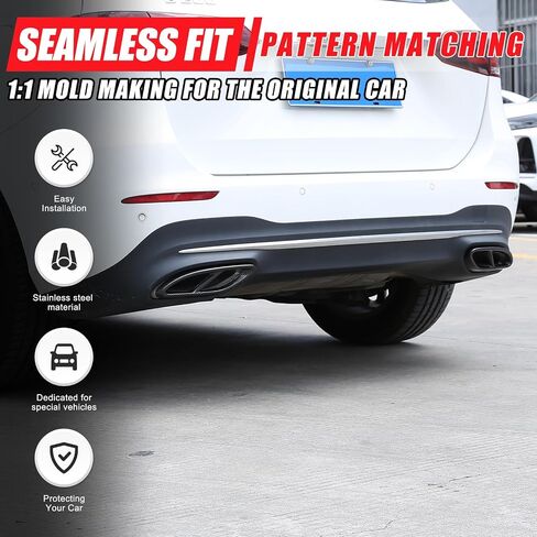 Car Exterior Exhaust Pipe Cover Compatible With Mercedes-Benz A B C E CLA CLS GLC GLE GLS Class W205 W213 X253 C257, Stainless Steel Tailpipe Exhaust Pipes Frame Trim (Glossy Black, Upgraded) in Saudi Arabia