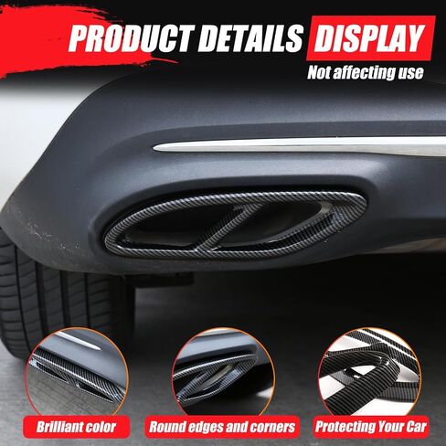 Car Exterior Exhaust Pipe Cover Compatible With Mercedes-Benz A B C E CLA CLS GLC GLE GLS Class W205 W213 X253 C257, Stainless Steel Tailpipe Exhaust Pipes Frame Trim (Glossy Black, Upgraded) in Saudi Arabia