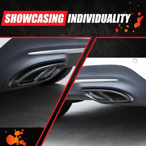 Car Exterior Exhaust Pipe Cover Compatible With Mercedes-Benz A B C E CLA CLS GLC GLE GLS Class W205 W213 X253 C257, Stainless Steel Tailpipe Exhaust Pipes Frame Trim (Glossy Black, Upgraded) in Saudi Arabia