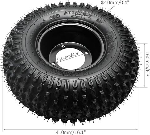 2PCS 7inch Wheels 4 Stud 16x8-7 ATV Wheel Tires Rims, 200/55-7 16x8.00-7 16x8x7 Go-Kart Tires, 4 PR Tubeless All Terrain UTV 110mm Spacing for Dune Buggy Quad Bike Lawn Mower Mini Bike in Saudi Arabia