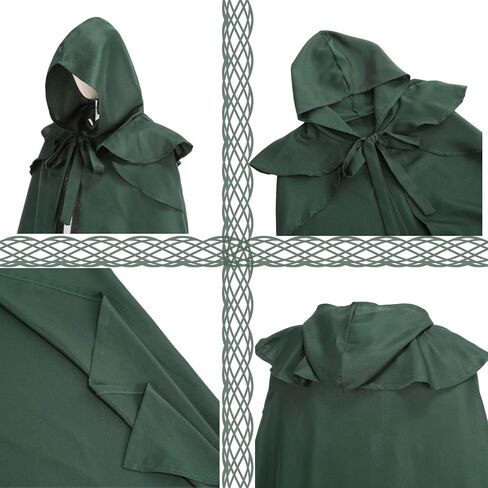 Renaissance Medieval Costume Men Green Cloak with Hood Capes Cosplay in Saudi Arabia