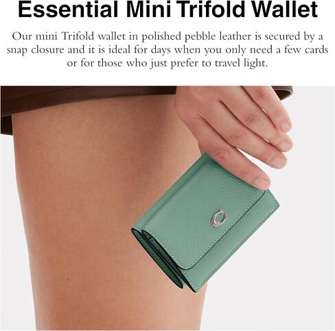Coach Essential Mini Trifold Wallet, Dark Lime in Saudi Arabia