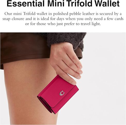 Coach Essential Mini Trifold Wallet, Dark Lime in Saudi Arabia