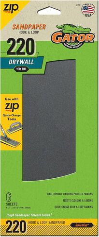 Gator 7158 Hook and Loop Fine 120-Grit Drywall Sheet Sandpaper, 4.5 x 10.5 Inch, 6 Sheets in Kuwait