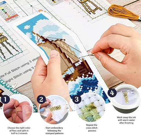 ORIGACH 6 مجموعة من الإشارات المرجعية للحيوانات البحرية عبر الغرز للمبتدئين مع تعليمات خيط اللباد الداعمة، مجموعة إشارات مرجعية مطرزة مختومة للبالغين، محبي الكتب in Kuwait
