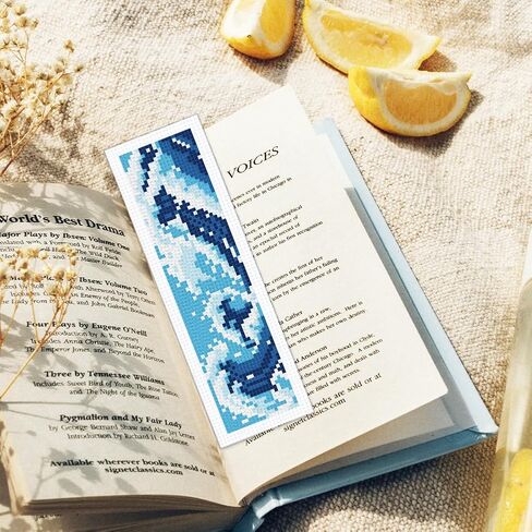 ORIGACH 6 مجموعة من الإشارات المرجعية للحيوانات البحرية عبر الغرز للمبتدئين مع تعليمات خيط اللباد الداعمة، مجموعة إشارات مرجعية مطرزة مختومة للبالغين، محبي الكتب in Kuwait