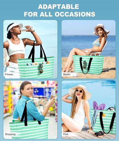 Extra Large Beach Bag, Waterproof Beach Bags with Zipper, Pool Bag with Wet Compartment, Lightweight Foldable Large Weekender Bags for Women, Perfect for Pool Travel Vacation Gym in Kuwait