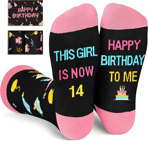 HAPPYPOP 14th Birthday Gift Ideas for Girls - Socks for Girls Age 14, Presents for 14 Year Old Teenager Girls, Gifts for 14 Year Old in Saudi Arabia