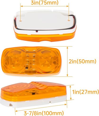 ECOTRIC LED Trailer Marker 4" x 2" Bullseye Lights Super Bright 10 Diodes Light Indicator RED/AMBER Double Bubble 12V Rectangular Surface Mount RV Camper Trucks LED Side Marker (7Red+6Amber) 13pcs in Saudi Arabia
