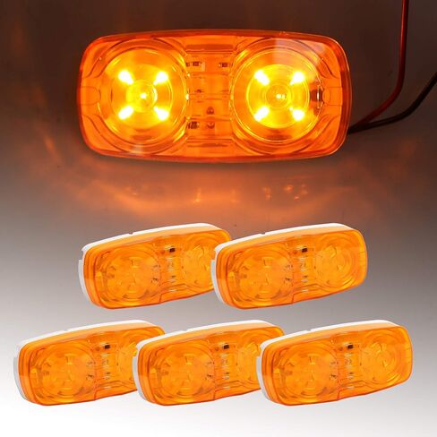 ECOTRIC LED Trailer Marker 4" x 2" Bullseye Lights Super Bright 10 Diodes Light Indicator RED/AMBER Double Bubble 12V Rectangular Surface Mount RV Camper Trucks LED Side Marker (7Red+6Amber) 13pcs in Saudi Arabia
