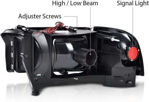 G-PLUS LED Light Strip Headlights w/o Bulbs Fit Dodge Ram 1500 1994-2001/Dodge Ram 2500 3500 1994-2002 Clear Lens Black Housing Clear Reflector Bumper Headlamps,faros delanteros Assembly in Saudi Arabia