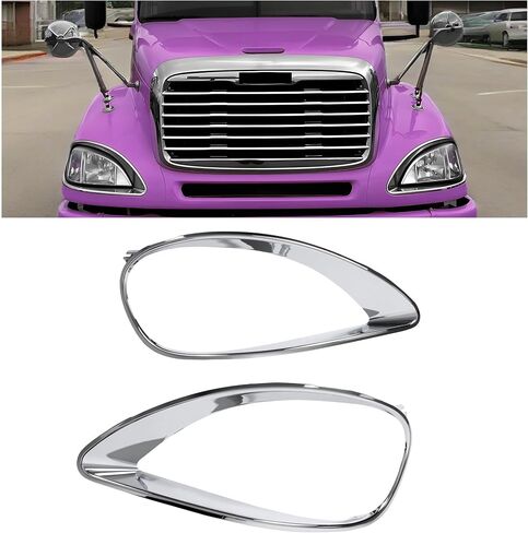 زوج Kuafu زوج الأمامي المتوافق مع 2001-2017 Freightliner Columbia استبدال 0632242002 0632242003 محطات الأمامية السائق وجانب الراكب الفضي Chrome ABS بلاستيك 2pcs 2pcs in Saudi Arabia