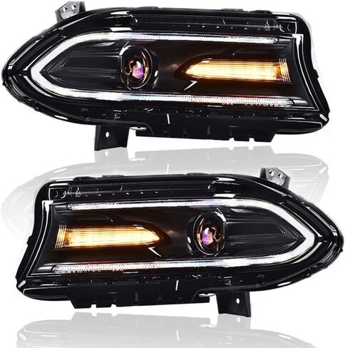 PIT66 Headlight Assembly, Compatible with Dodge Charger 2015 2016 2017 2018 2019 2020 2021 Halogen Headlamp Pair Left Driver Side And Right Passenger Side 68214397AB in Kuwait