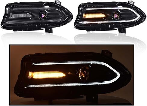 PIT66 Headlight Assembly, Compatible with Dodge Charger 2015 2016 2017 2018 2019 2020 2021 Halogen Headlamp Pair Left Driver Side And Right Passenger Side 68214397AB in Saudi Arabia