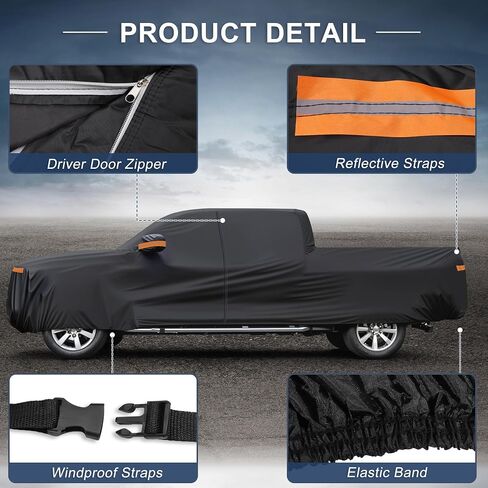 X AUTOHAUX Car Cover Outdoor Waterproof Sun Rain Snow Hail Protection with Left Side Door Zipper 210D-PU for Ford Maverick in Saudi Arabia