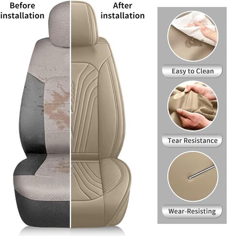 أغطية المقعد الأمامية تناسب Hyundai Tucson 2010-2023 2024 2025 - مقعد السيارة يغطي جلود مقعد المقعد المقاومة للماء الراحة (مقعدان أماميان ، أسود ورمادي) in Kuwait